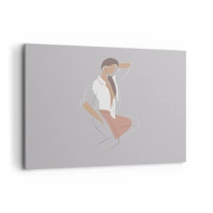 Cuadro sobre lienzo - Impresión de Imagen - Un retrato minimalista de una mujer en colores pastel. - 100x70cm - Un esbozo de encanto - Decoración de pared moderna para salón y dormitorio ARTTOR