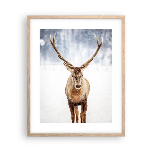 Póster en marco roble claro - Directamente desde la niebla de nieve - 40x50 cm