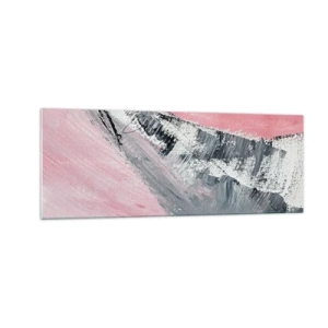 Cuadro sobre vidrio - Impresiones sobre Vidrio - Una composición abstracta en tonos rosa y gris. - 140x50cm - Composición a juego - Decoración de pared moderna para salón y dormitorio ARTTOR