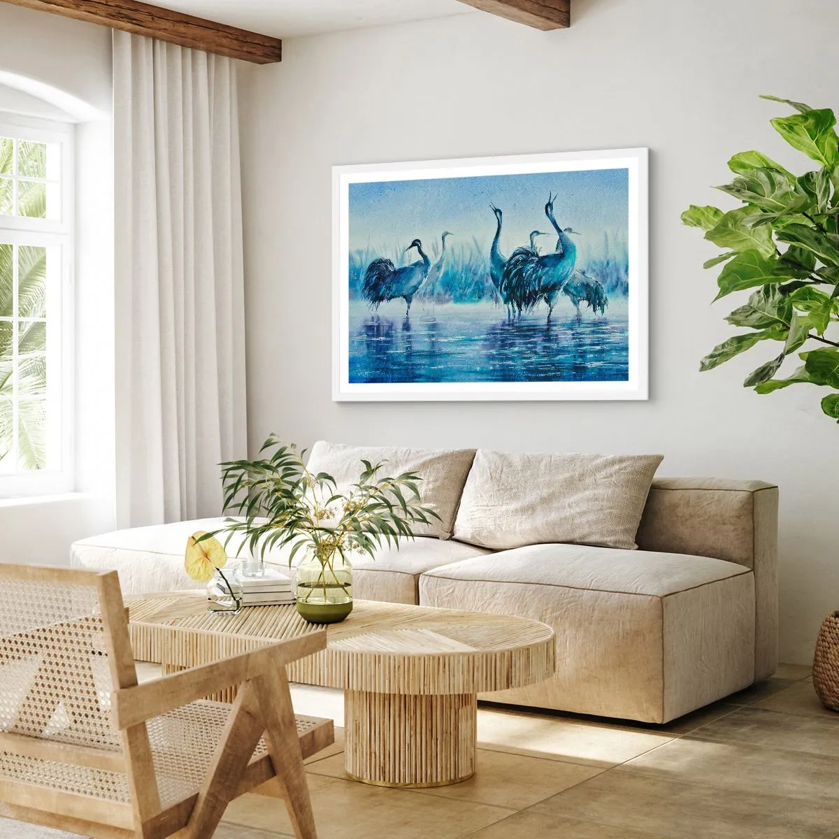 Póster en marco blanco - Reunión matinal - 50x40 cm