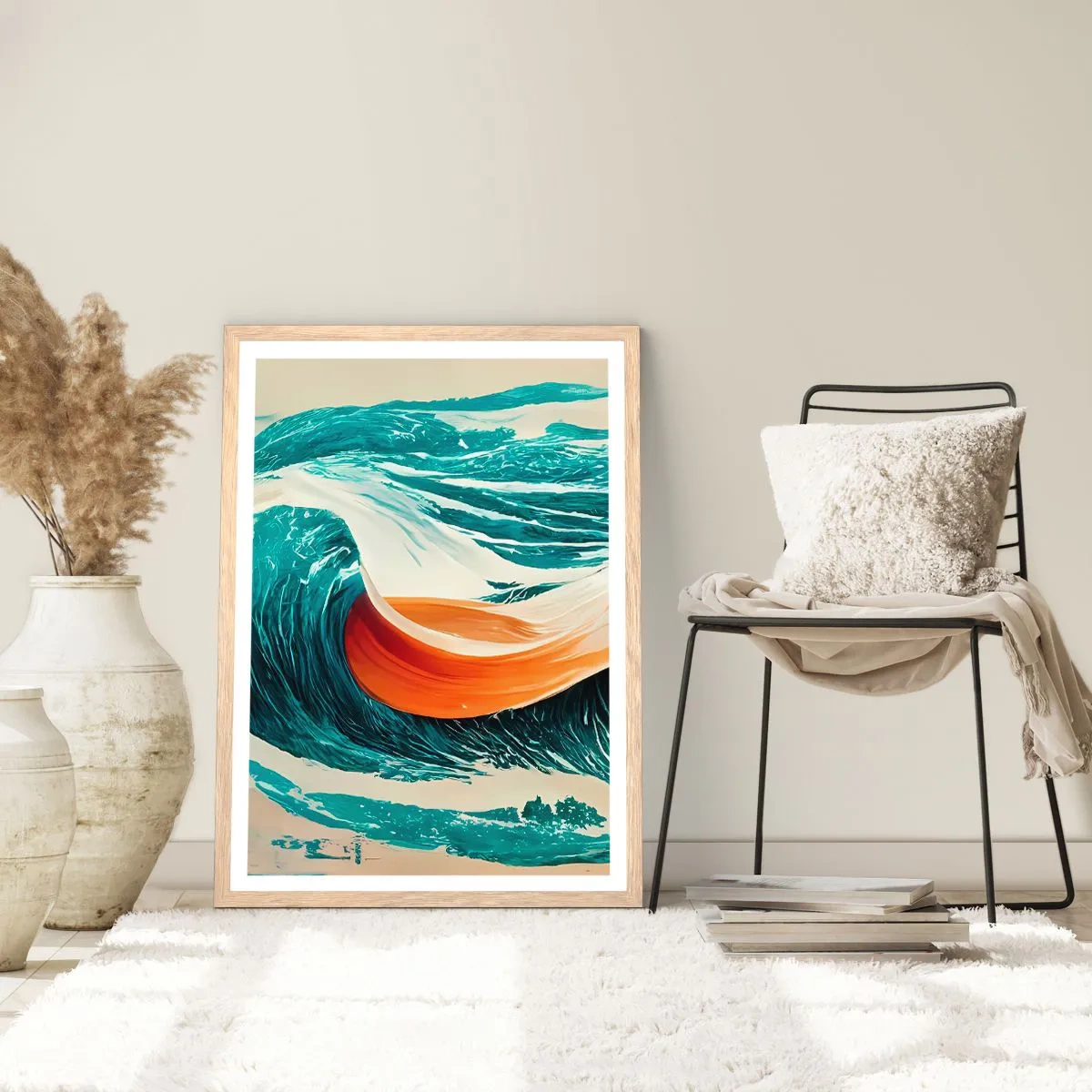 Póster en marco roble claro - El sueño de un surfista - 70x100 cm