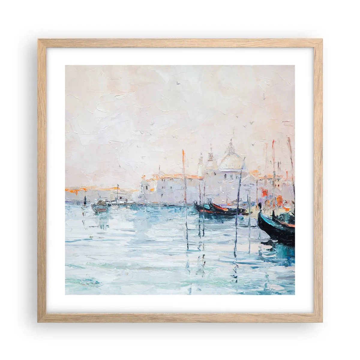 Póster en marco roble claro - Más allá del agua, más allá de la niebla - 50x50 cm