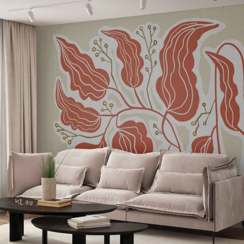 Fotomural Premium Canvas - Folk y coral - bohemia, Botánico, flores - 400x280 cm