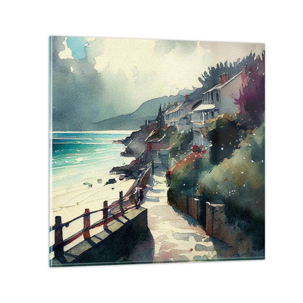 Cuadro sobre vidrio - Impresiones sobre Vidrio - Ciudad mediterránea - 30x30 cm