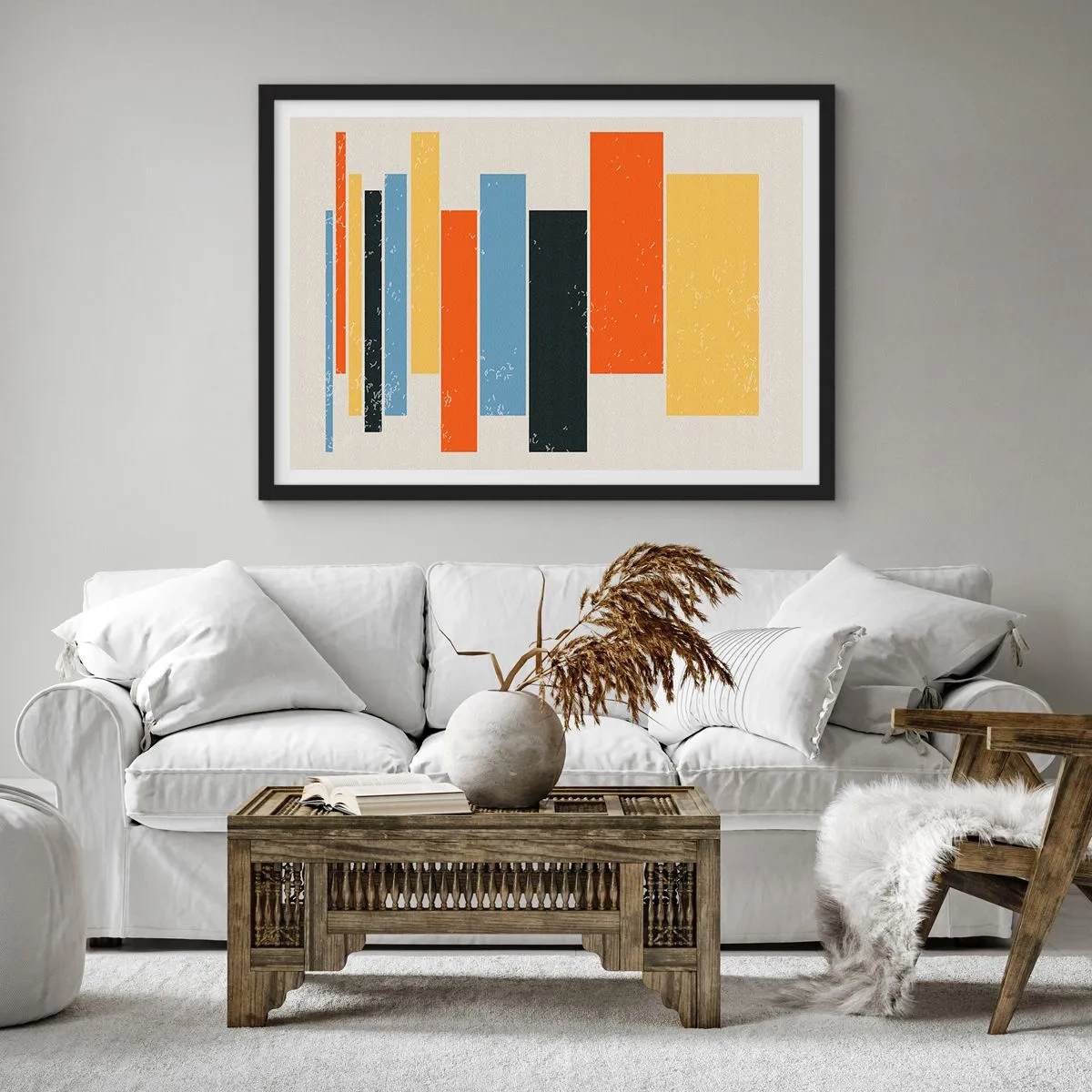 Póster en marco negro - Barras multicolor - 50x40 cm