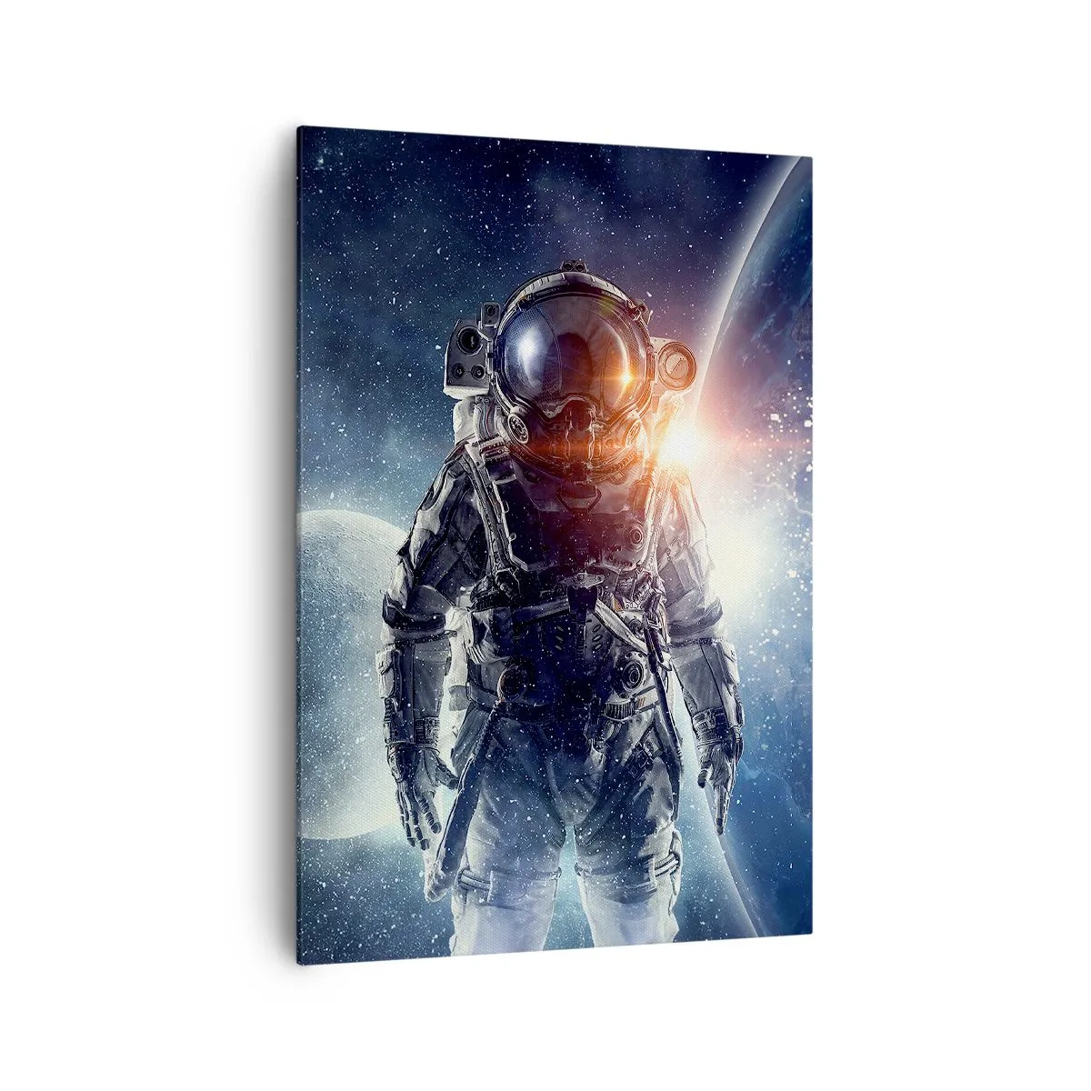 Cuadro sobre lienzo - Impresión de Imagen - Astronauta con el espacio y el planeta Tierra como telón de fondo - 70x100cm - Una aventura cósmica - Decoración de pared moderna para salón y dormitorio ARTTOR