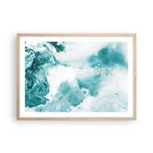 Póster en marco roble claro - Remansos de azul - 70x50 cm
