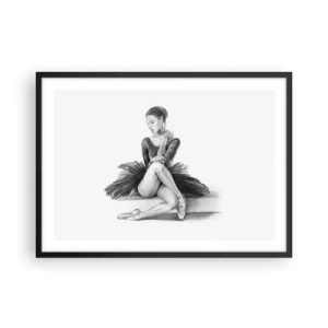 Póster en marco negro - Un boceto de una bailarina en un estilo sutil y clásico. - 70x50cm - Amante de la danza - Decoración de pared moderna para salón y dormitorio ARTTOR