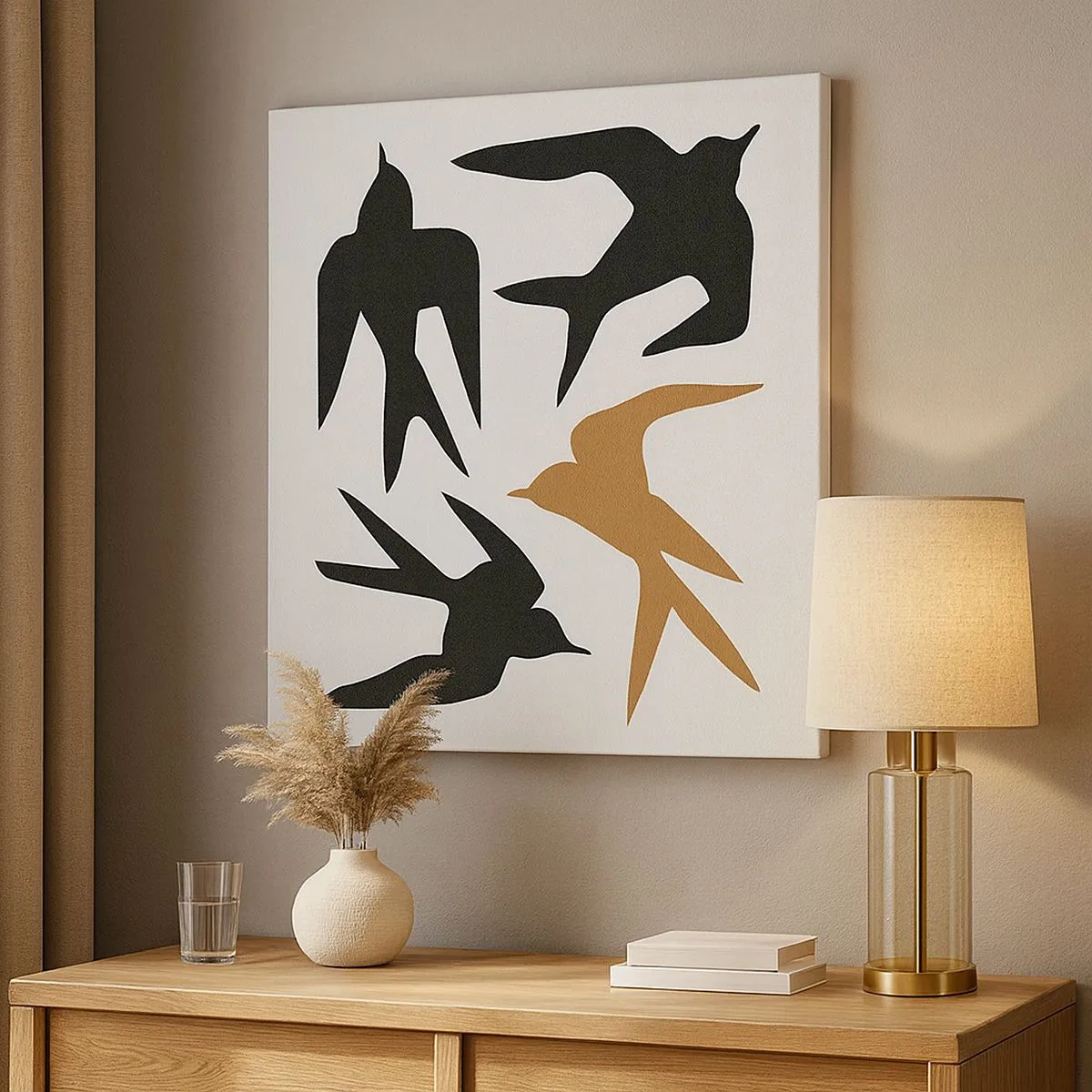 Cuadro sobre lienzo - Impresión de Imagen - Juegos de golondrinas - 30x30 cm