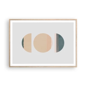 Póster en marco roble claro - Círculo tras círculo - 100x70 cm