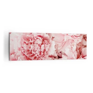 Cuadro sobre lienzo - Impresión de Imagen - Peonías rosas sutiles en un entorno delicado. - 160x50cm - Sueño rosa - Decoración de pared moderna para salón y dormitorio ARTTOR