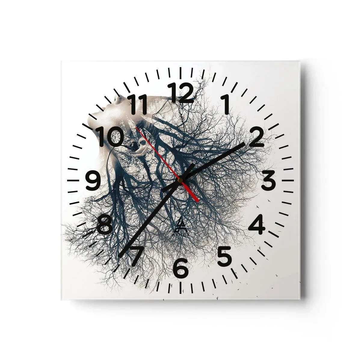 Reloj de pared - Reloj de vidrio - Escuchando el susurro de un árbol - 40x40 cm