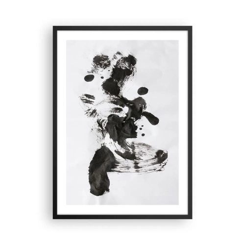Póster en marco negro - Abstracción en blanco y negro al estilo del expresionismo. - 50x70cm - ¿Un método en la locura? - Decoración de pared moderna para salón y dormitorio ARTTOR