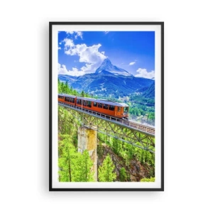 Póster en marco negro - Ferrocarril a los Alpes - 61x91 cm