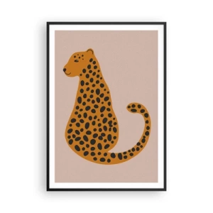 Póster en marco negro - El estampado de leopardo está de moda - 70x100 cm