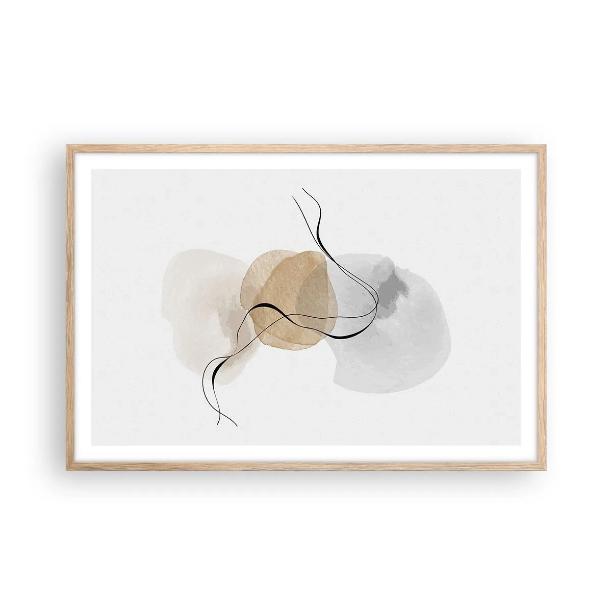 Póster en marco roble claro - Pompas de aire - 91x61 cm