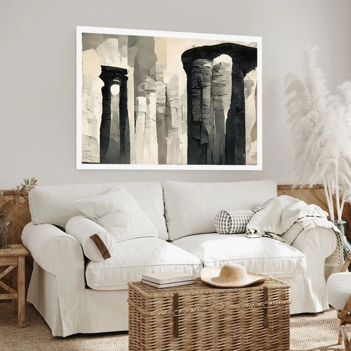 Póster - Columnas históricas en un entorno monocromático atmosférico - 100x70cm - La majestuosidad de la antigüedad - Decoración de pared moderna para salón y dormitorio ARTTOR