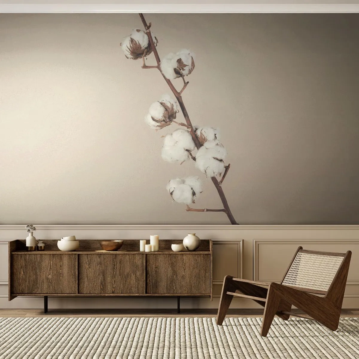 Fotomural Premium Sand - En la fuente de la suavidad - Flor de algodon, Naturaleza, Algodón - 500x350 cm