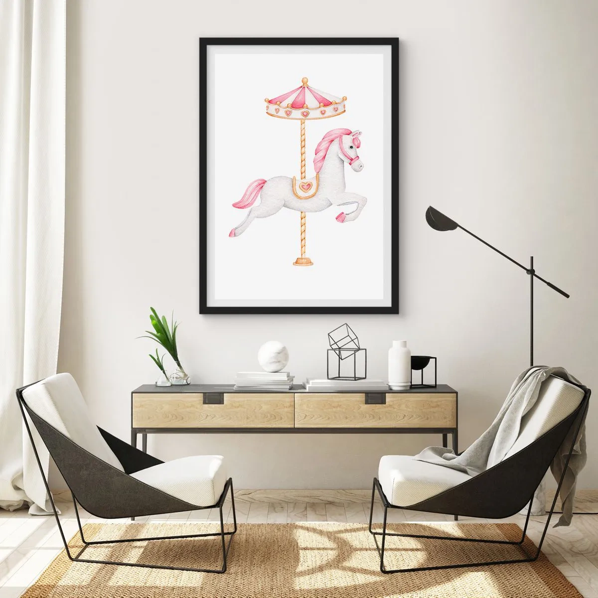 Póster en marco negro - Partió al galope - 50x70 cm