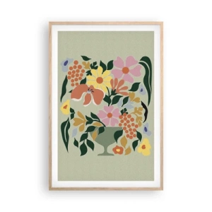 Póster en marco roble claro - Un ramo rebosante de vida - 61x91 cm