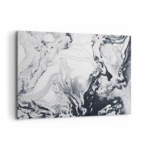 Cuadro sobre lienzo - Impresión de Imagen - Patrón abstracto monocromático con efecto mármol. - 120x80cm - Dentro de la Tierra - Decoración de pared moderna para salón y dormitorio ARTTOR