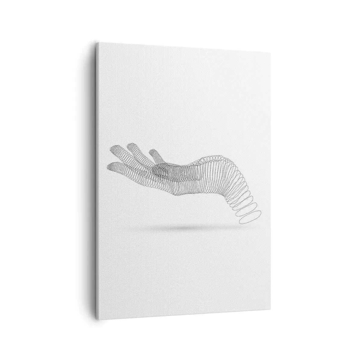 Cuadro sobre lienzo - Impresión de Imagen - Una ilustración minimalista de una mano hecha de puntos negros sobre un fondo blanco. - 50x70cm - Mano elástica - Decoración de pared moderna para salón y dormitorio ARTTOR