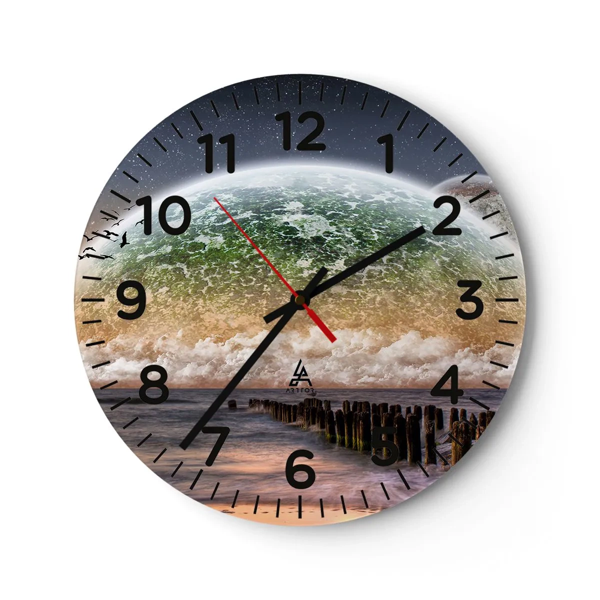 Reloj de pared - Reloj de vidrio - Y el mundo emergió del agua - 40x40 cm