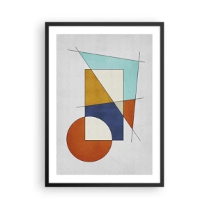 Póster en marco negro - Abstracción geométrica con figuras y líneas coloridas. - 50x70cm - Abstracción: diversión modernista - Decoración de pared moderna para salón y dormitorio ARTTOR