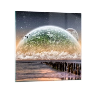Cuadro sobre vidrio - Impresiones sobre Vidrio - Y el mundo emergió del agua - 60x60 cm