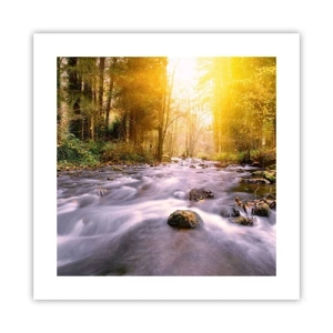 Póster - Malaquita en un marco de plata y oro - 40x40 cm