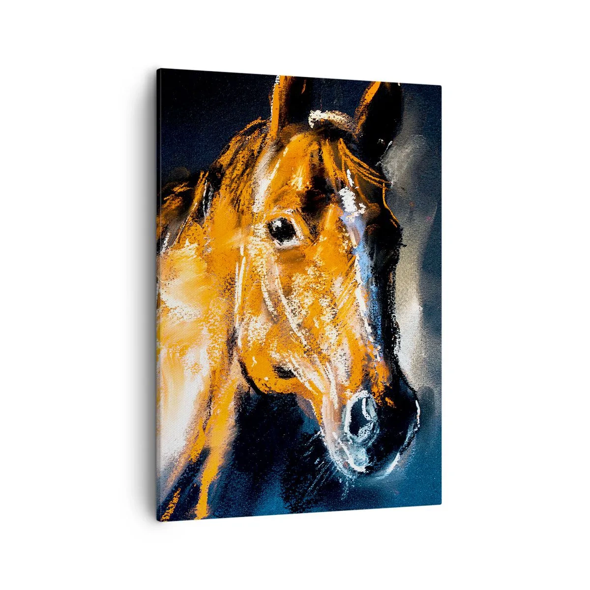 Cuadro sobre lienzo - Impresión de Imagen - Retrato de un caballo en un estilo dinámico y pictórico. - 50x70cm - Entonces, ¿vienes? - Decoración de pared moderna para salón y dormitorio ARTTOR