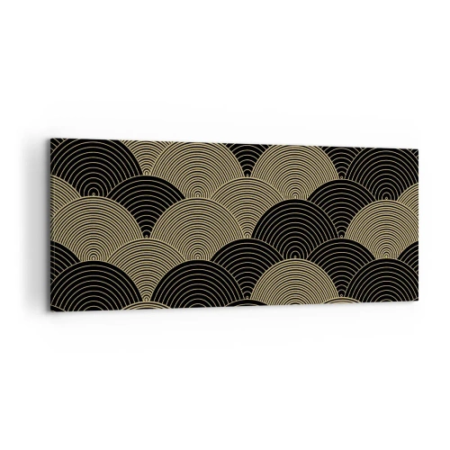 Cuadro sobre lienzo - Impresión de Imagen - Patrón Art Déco con semicírculos y líneas doradas. - 120x50cm - Multiplicación de la unidad - Decoración de pared moderna para salón y dormitorio ARTTOR