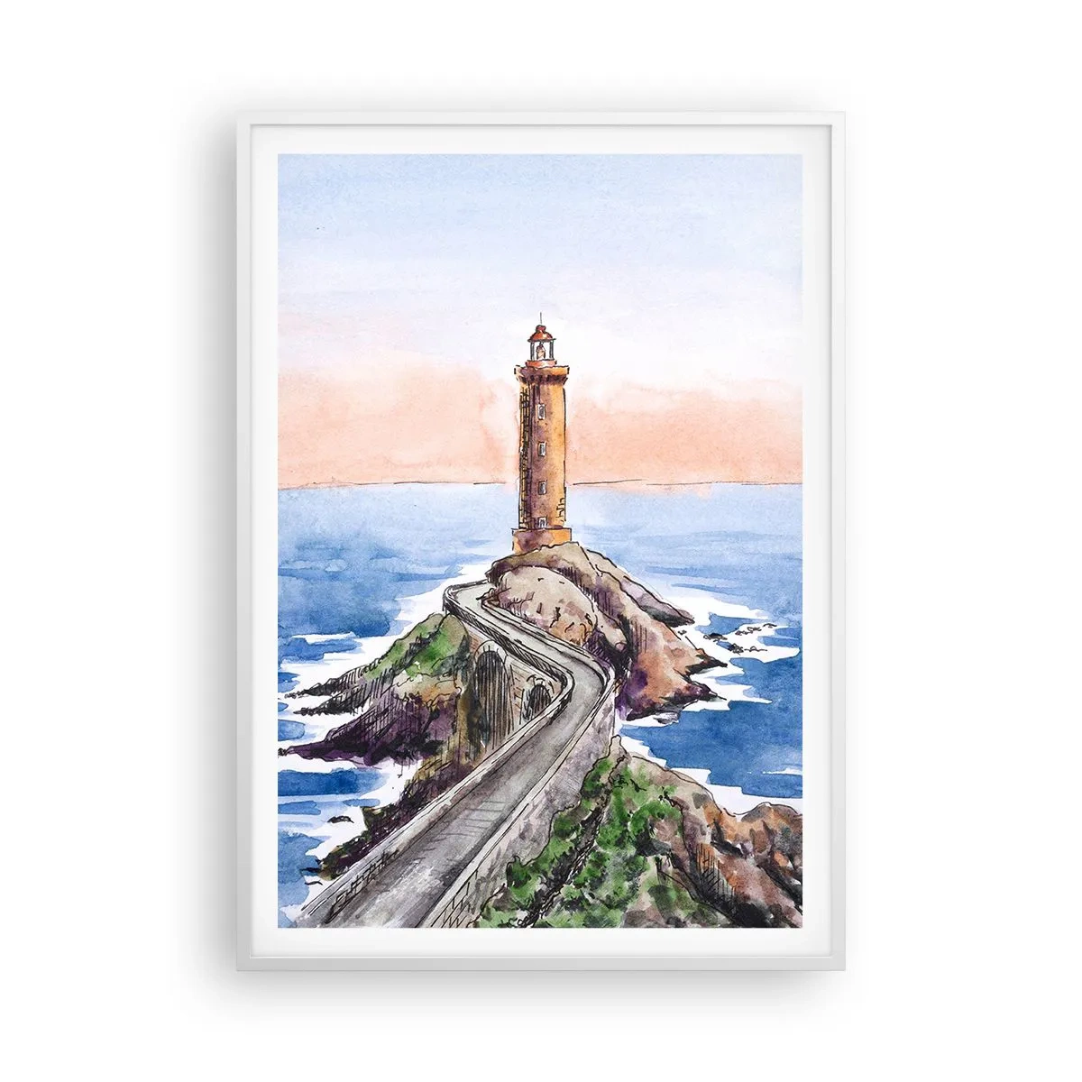 Póster en marco blanco - Frente al mar - 70x100 cm