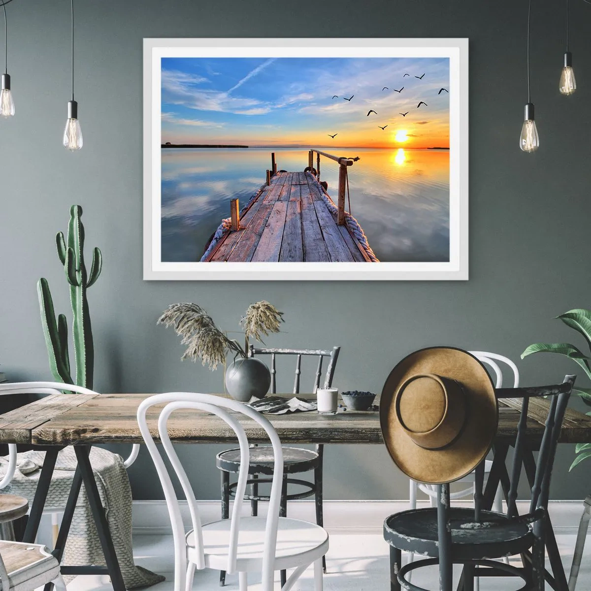 Póster en marco blanco - Caminando hacia el sol - 70x50 cm