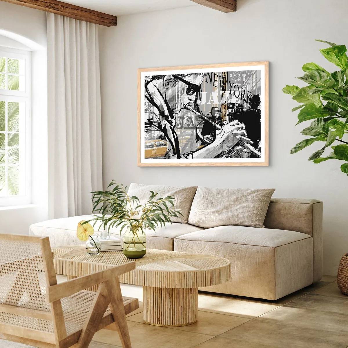 Póster en marco roble claro - Al ritmo de Nueva York - 91x61 cm