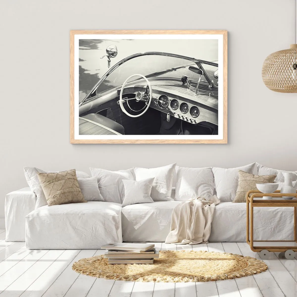 Póster en marco roble claro - Tiempo para los ricos - 40x30 cm