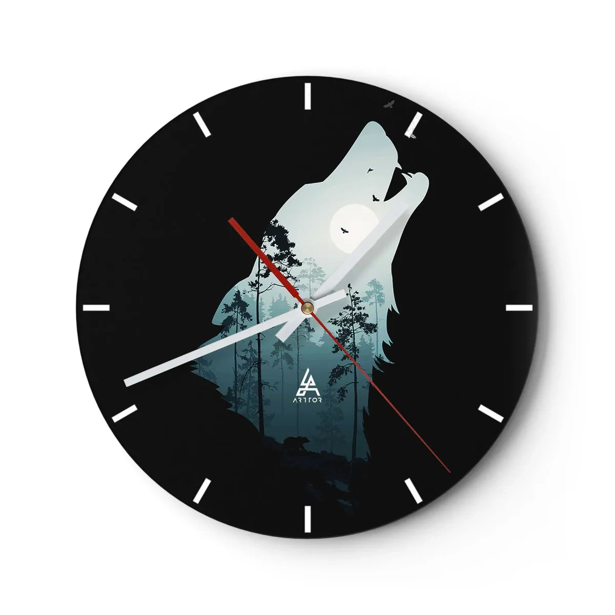 Reloj de pared - Reloj de vidrio - Voz de la noche del bosque - 40x40 cm
