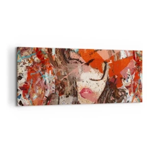 Cuadro sobre lienzo - Impresión de Imagen - Retrato abstracto de una mujer en colores intensos. - 120x50cm - Nadie sabe cómo eres realmente - Decoración de pared moderna para salón y dormitorio ARTTOR