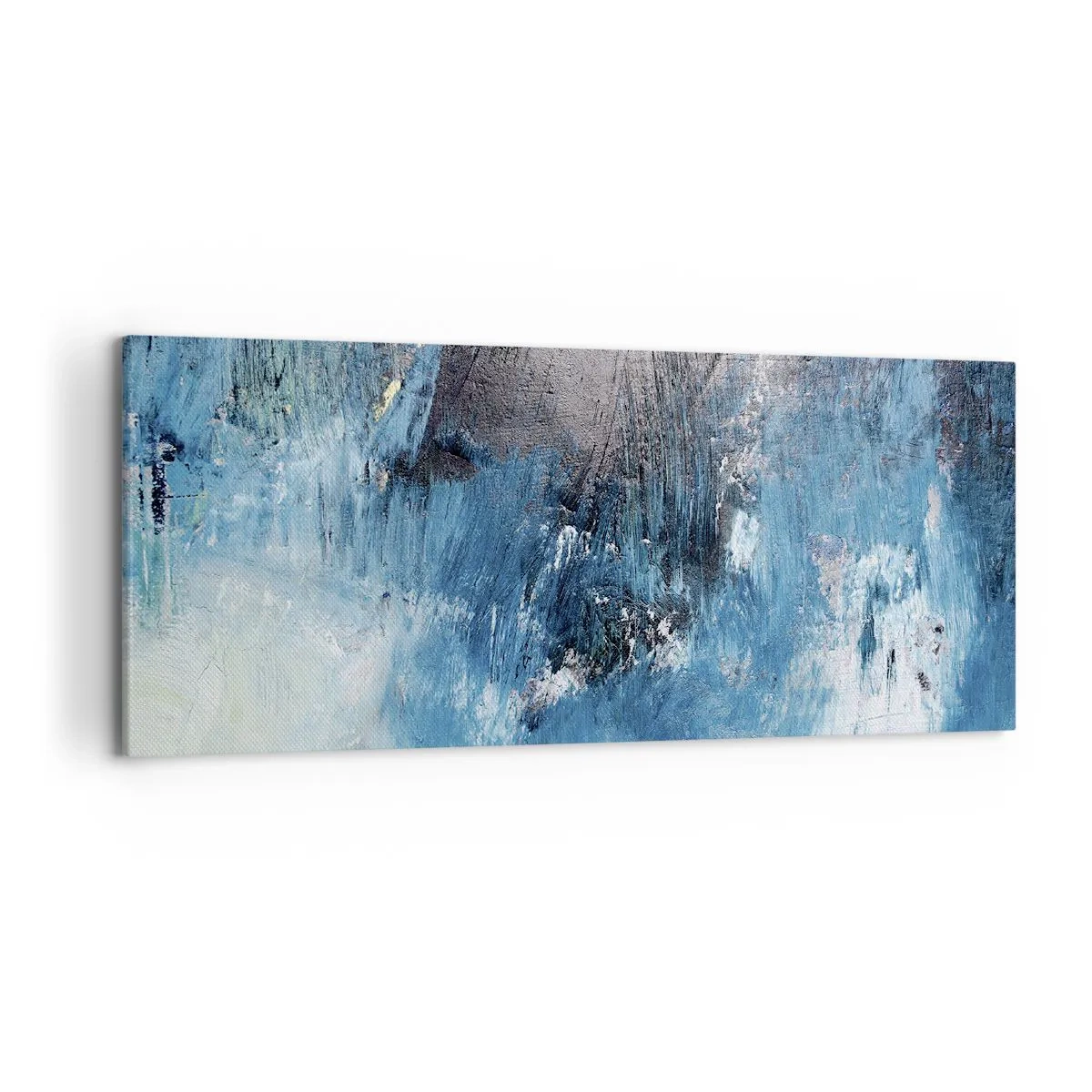 Cuadro sobre lienzo - Impresión de Imagen - Pinceladas abstractas en tonos azules - 120x50cm - Rapsodia celeste - Decoración de pared moderna para salón y dormitorio ARTTOR