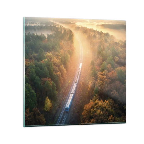 Cuadro sobre vidrio - Impresiones sobre Vidrio - Un viaje otoñal - 40x40 cm