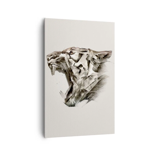 Cuadro sobre lienzo - Impresión de Imagen - Imagen abstracta de un tigre en tonos beige. - 80x120cm - Ya sabes quién manda - Decoración de pared moderna para salón y dormitorio ARTTOR