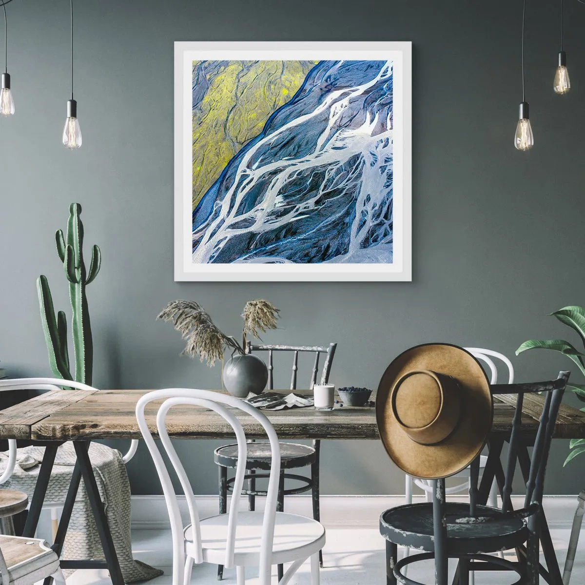 Póster en marco blanco - Las pinturas rupestres de la naturaleza - 40x40 cm