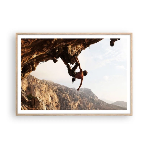 Póster en marco roble claro - Un mundo en la roca - 100x70 cm