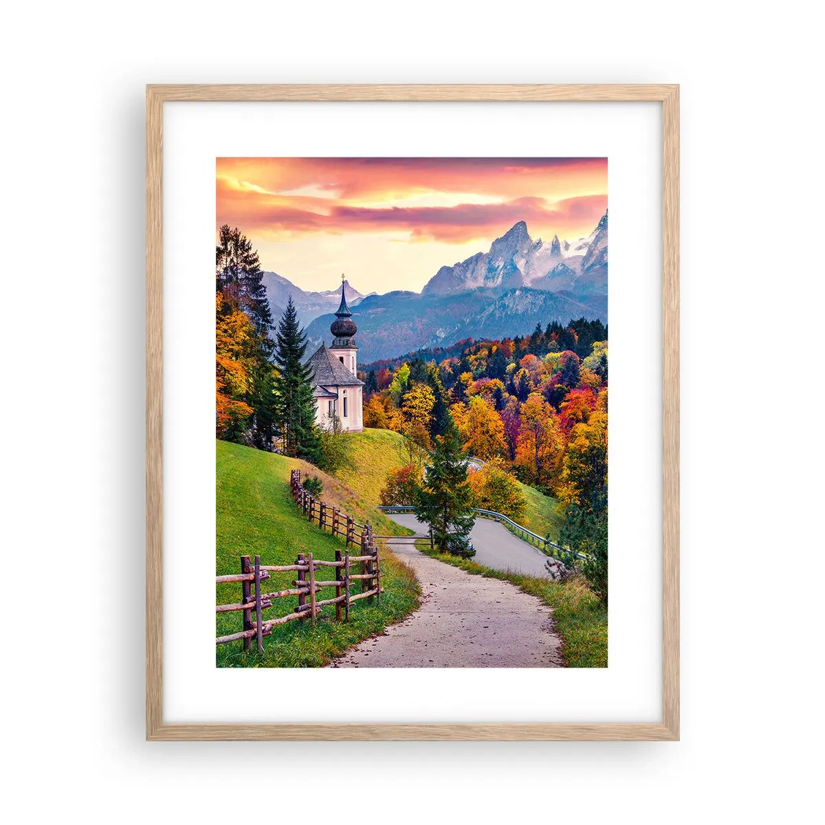 Póster en marco roble claro - Paisaje como una pintura - 40x50 cm
