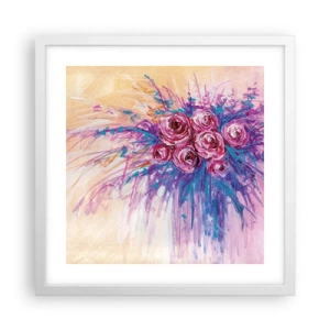Póster en marco blanco - Fuente de rosas - 40x40 cm