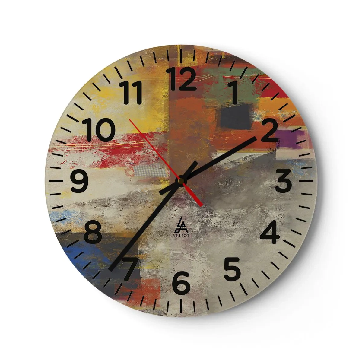 Reloj de pared - Reloj de vidrio - Geometría de color - 30x30 cm