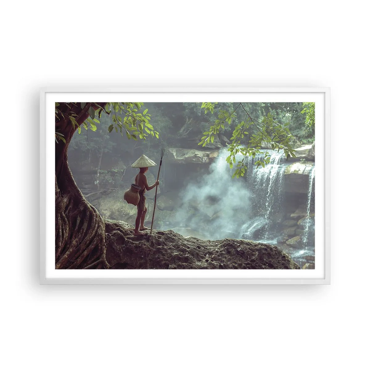 Póster en marco blanco - Amistad con la naturaleza - 91x61 cm