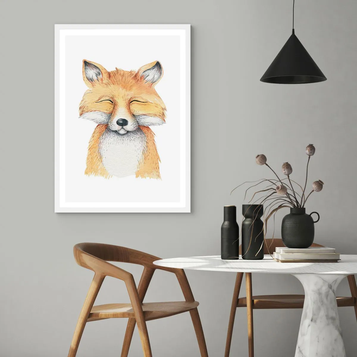 Póster en marco blanco - Humor de zorro - 70x100 cm