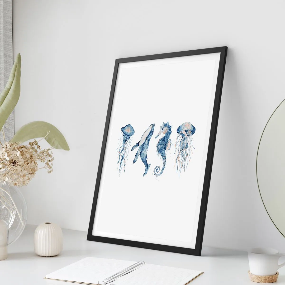 Póster en marco negro - Fauna marina - 40x50 cm