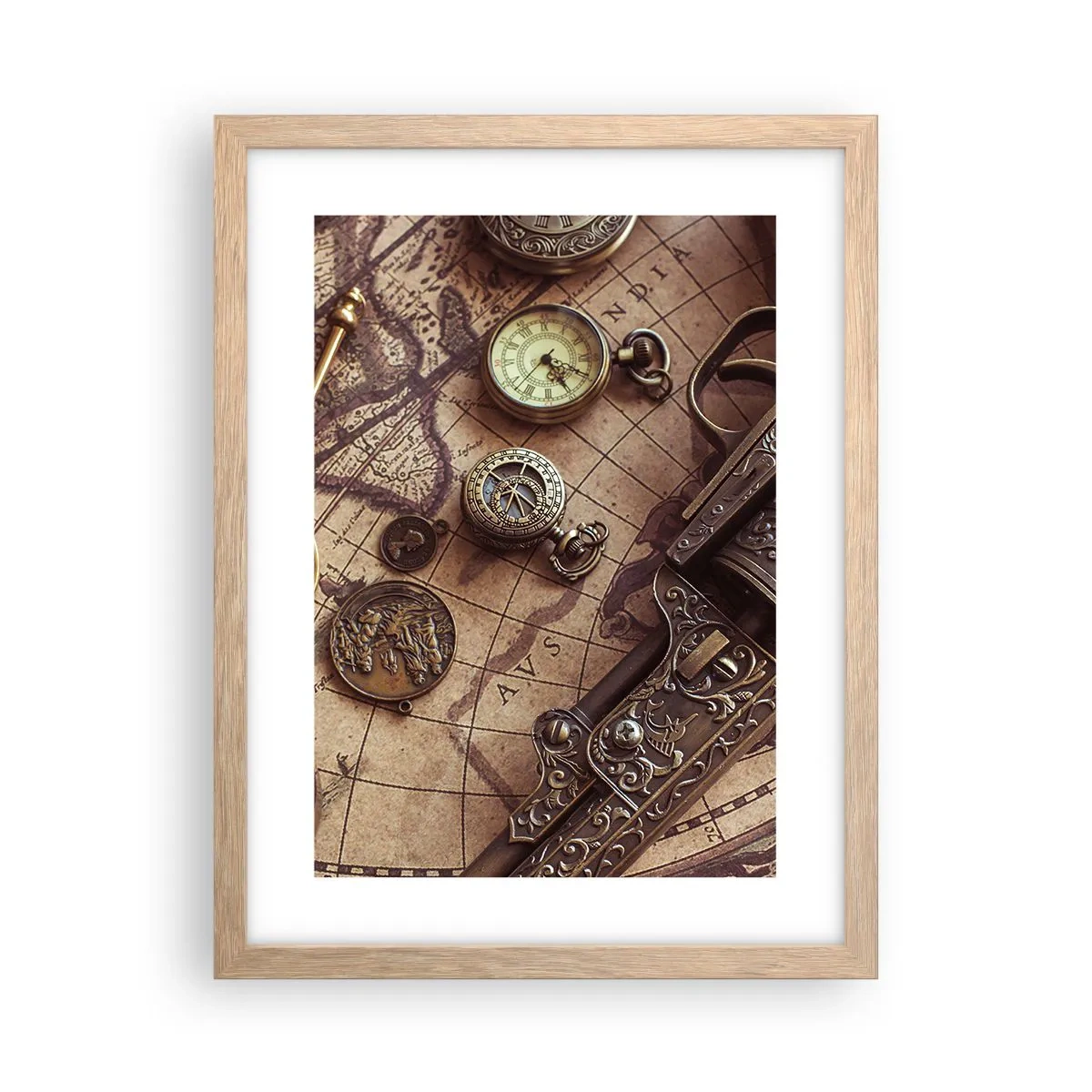 Póster en marco roble claro - La aventura llama - 30x40 cm